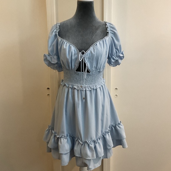 chicways Dresses & Skirts - 🤎 Baby Blue Cottage Core Mini Dress